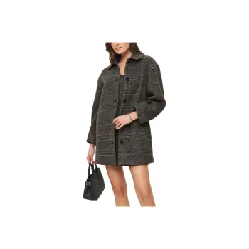 REFORMATION Irene Jacket Coats Women's Charcoal Gray Plaid