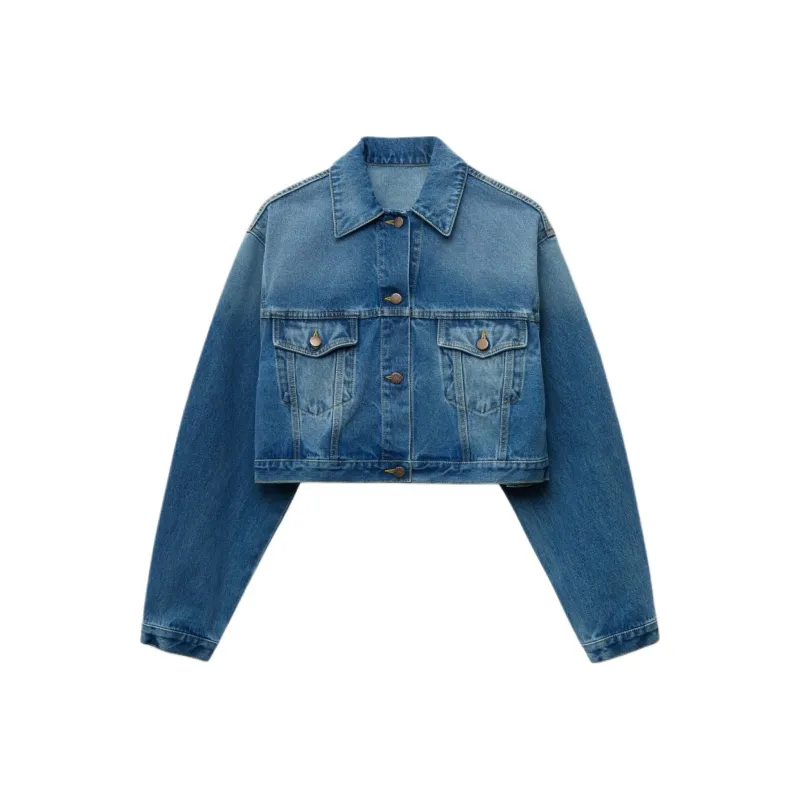 PRADA Logo Patch Cropped Denim Jacket-0