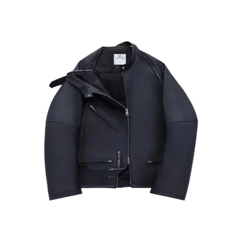 COURREGES SS24 MODULAR GRAINED LEATHER BIKER JACKET Leather Jacket Women's BLACK/Black