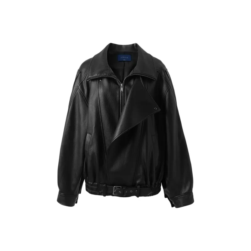3COLOUR Leather Jacket Women's Classic Black-0