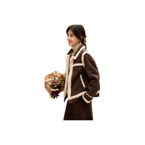 XWI Velvet feel Coat Women's Dark Coffee