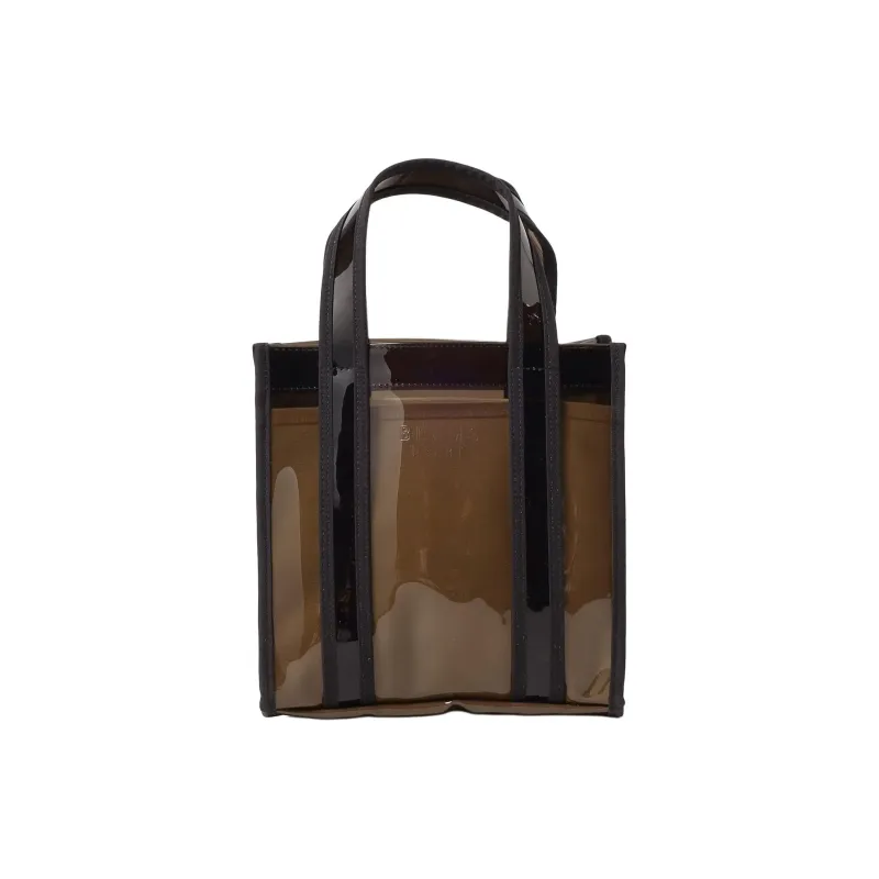 Beams Heart Polyvinyl Chloride Tote Bag, Shopping Bag, Handbag Women's Ecru/Black-4