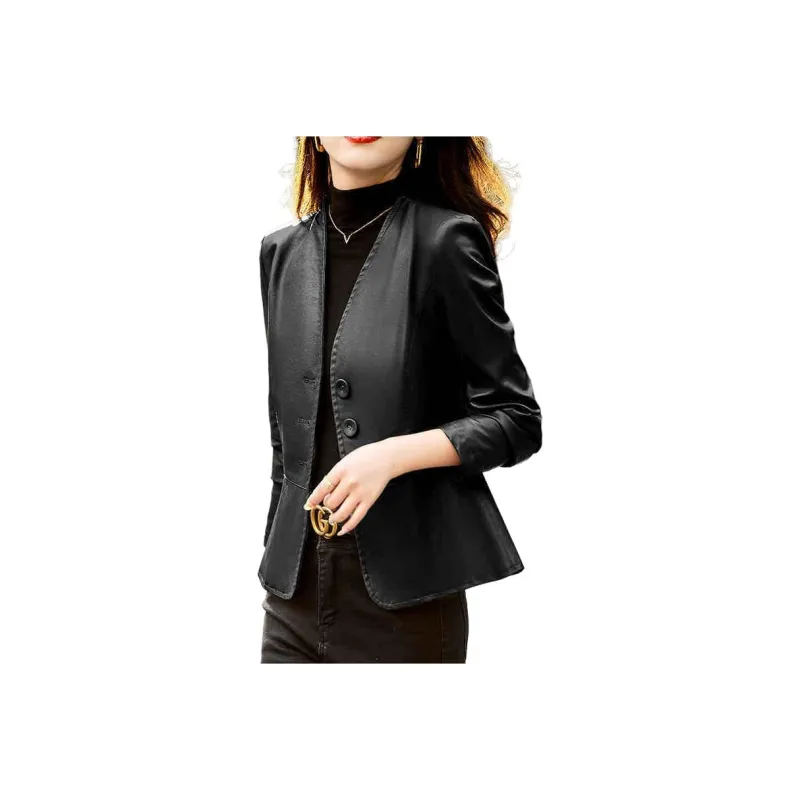 Yi Mengyuan Leather Jacket Women's-0