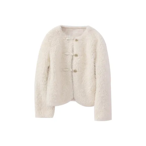 XIANGYING Velvet feel Coat Women's Beige