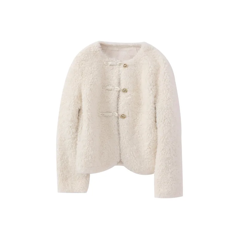 XIANGYING Velvet feel Coat Women's Beige-0
