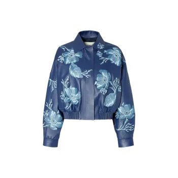 FENDI SS25 Leather Jacket Women's Blue