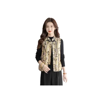 Cypress House Vest Women's Black Gold Bamboo Forest