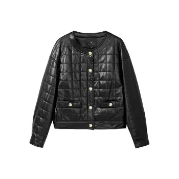 Yu Qianwen Leather Jacket Women's Black
