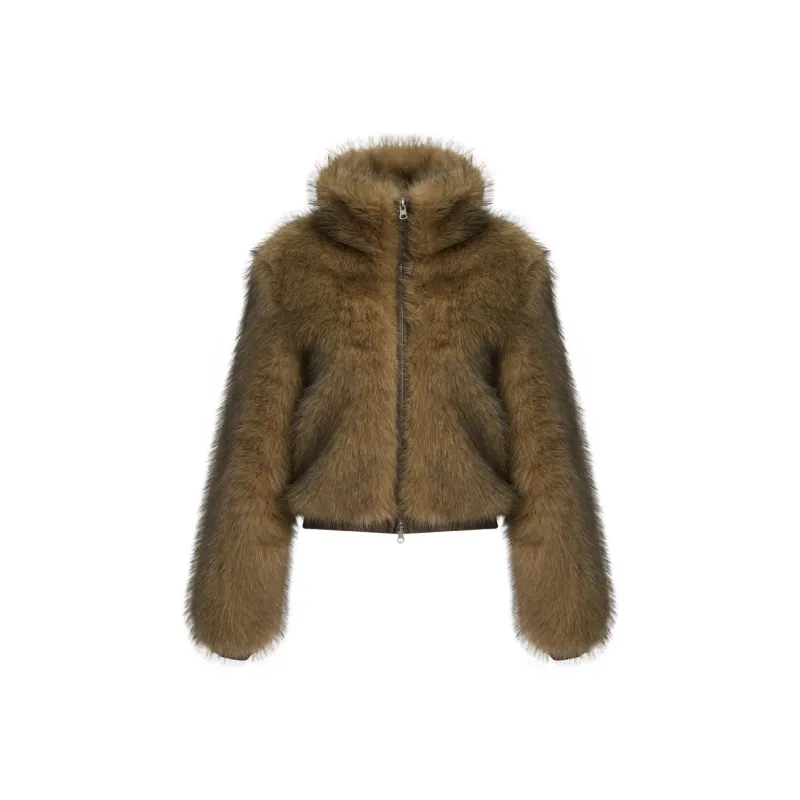 APEA Cropped Coats Women's Yellow Coffee-0
