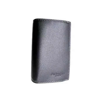COACH Leather Card Holder Unisex Black