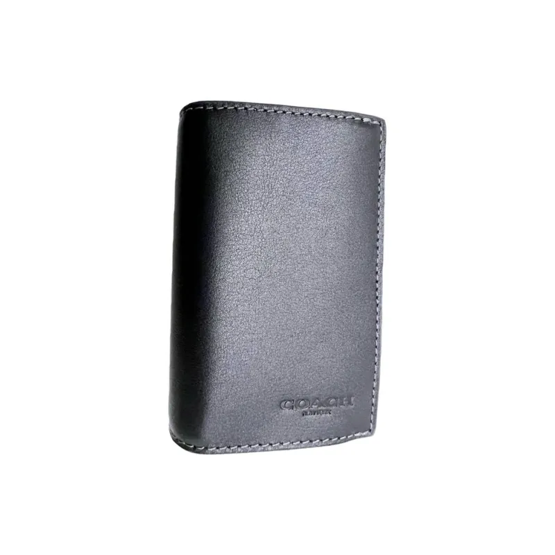 COACH Leather Card Holder Unisex Black-0
