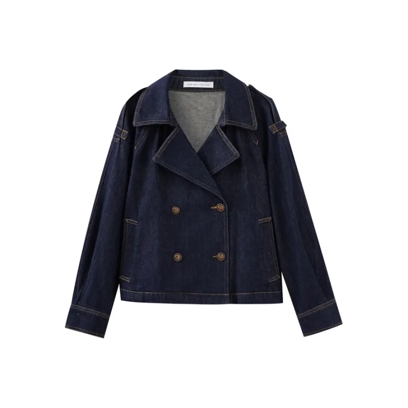 SHUIYUNJIAN Cropped Coats Women's Navy Blue-0
