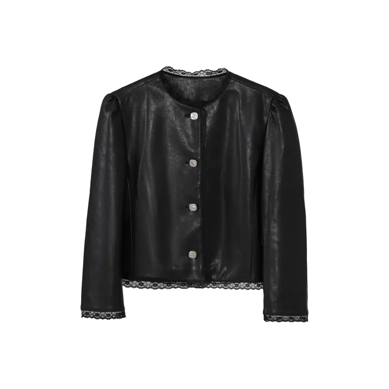 Fstudio Leather Jacket Women's Black-0