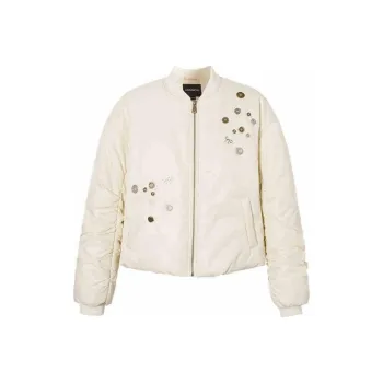 LA CRAWFISH Cropped Coat Puffer Jacket Women's Ecru