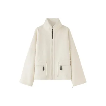VIKTORIACHAN FW24 Velvet-feel Coat Women's Ecru