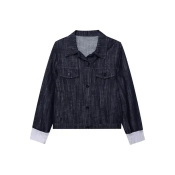 CHARM PICK Denim Jacket Women's Dark Blue