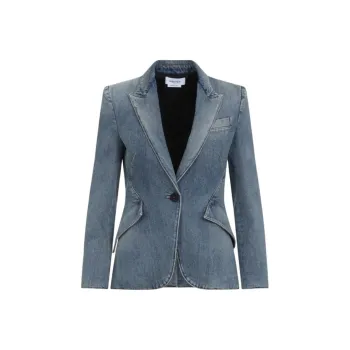 Alexander McQueen Single Breasted Denim Jacket