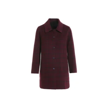 QIAOWANNI Coats Women's Red Blue Checkered