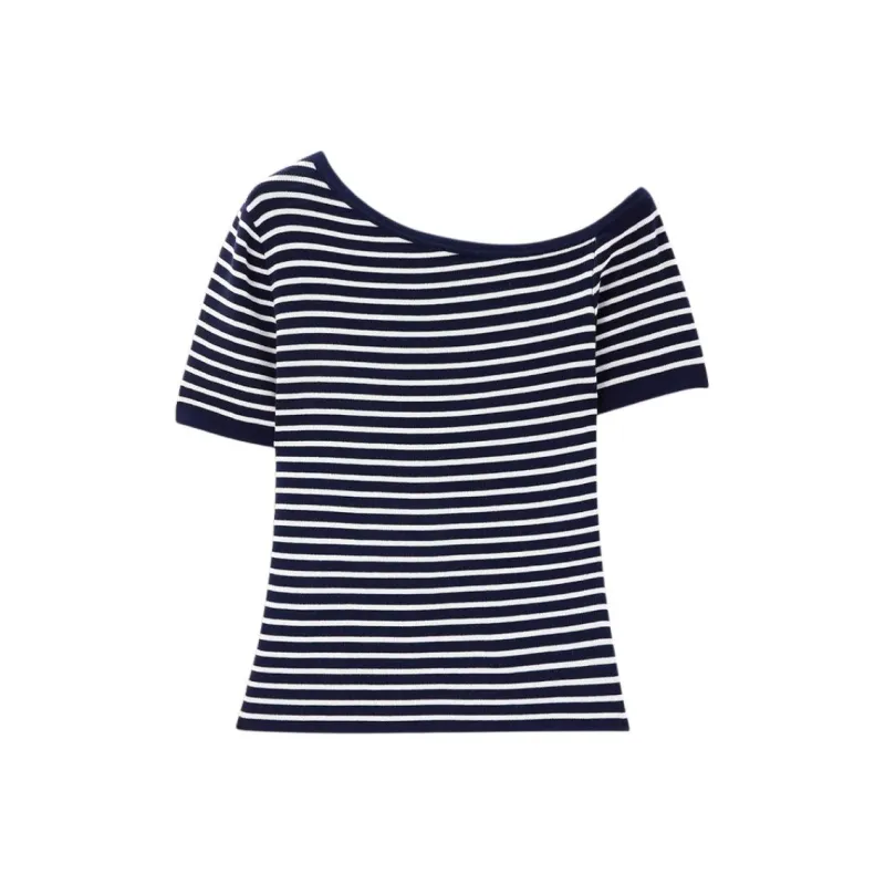 Love to serve Knitwear Women's Blue White Stripes-2