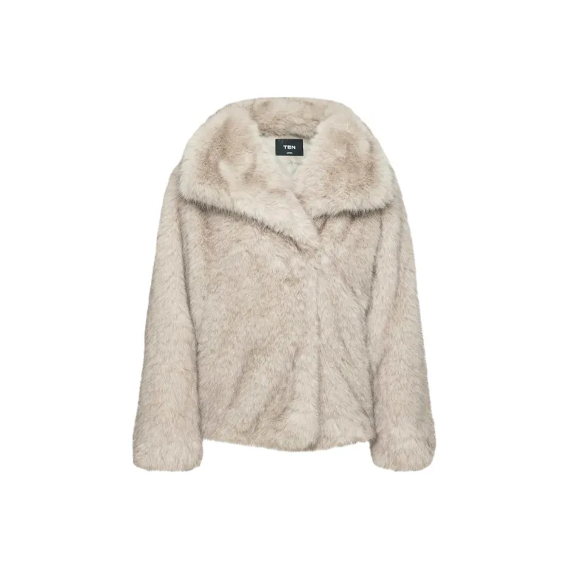 ARITZIA FW24 Ten Banter Coat Real Faux Fur Coats Women's BEIGE/Light Brown-0