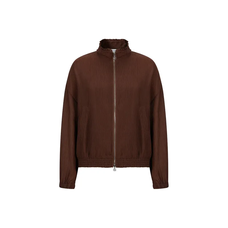 JZ. ANNAKRO Cropped Coats Women's Red Coffee-0