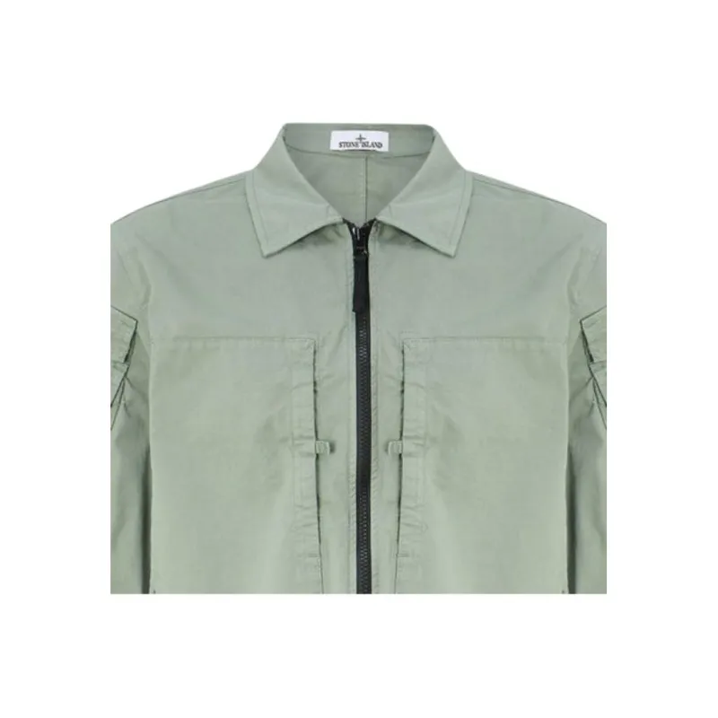 STONE ISLAND Compass patch Zip up Shirt Jacket-3