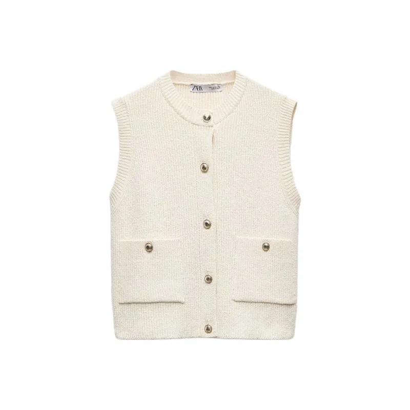 ZARA Vests Women's White-0