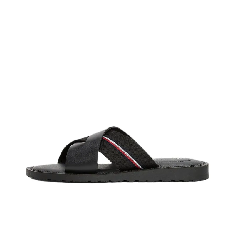 Tommy Hilfiger Slip Resistant Slide Slippers Men's Black-0