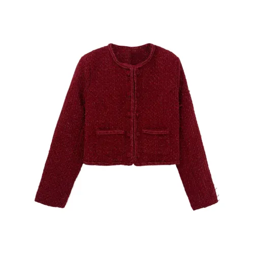 Icicofficial Cropped Coats Women's Red [Coat]