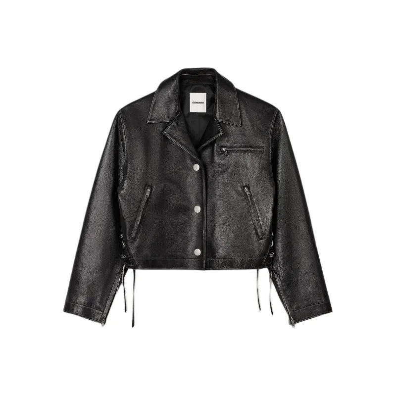 Sandro Distressed Leather Jacket-0