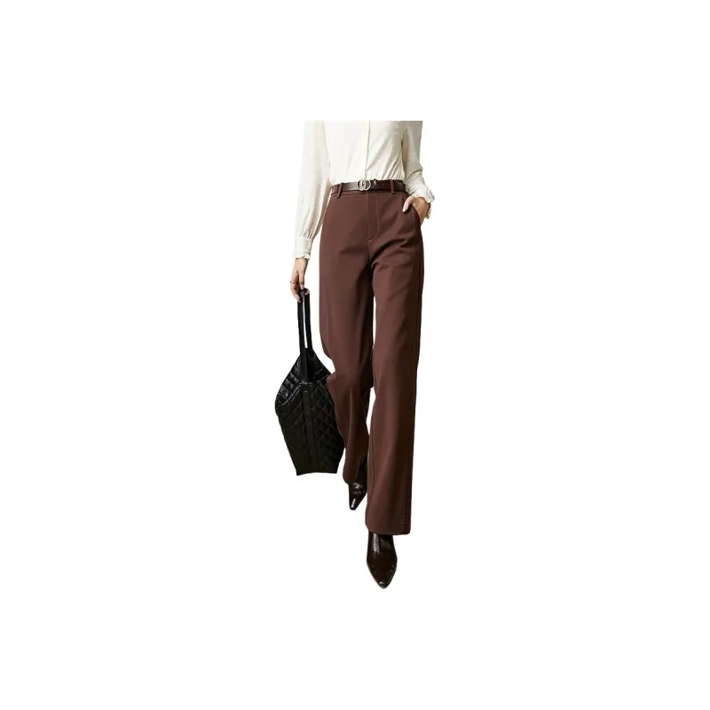 Late White Casual Pants Women's Dark Brown-0