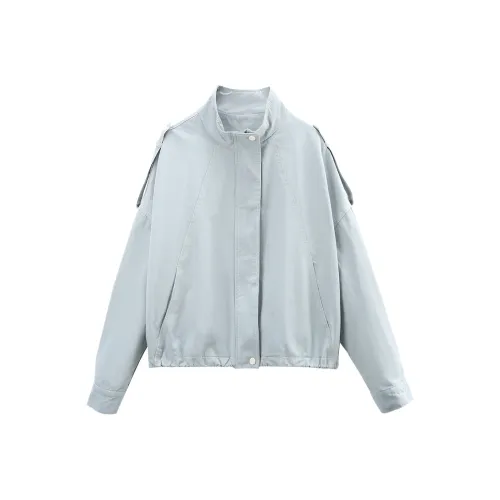 A Paradise For Awakening Cropped Coats Women's Blue