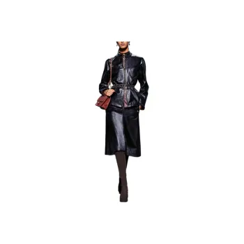 CHANEL Leather Jacket Women's Black