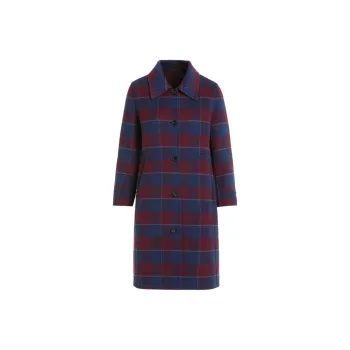 QIAOWANNI Coats Women's Red Blue Hazy Plaid