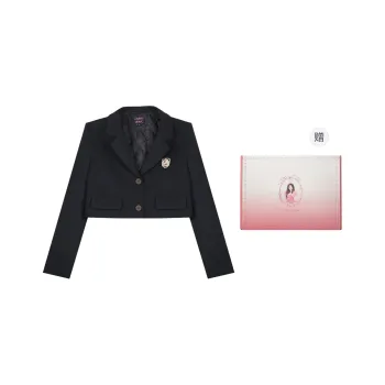ANNIBUHUO Cropped Coats Women's Black