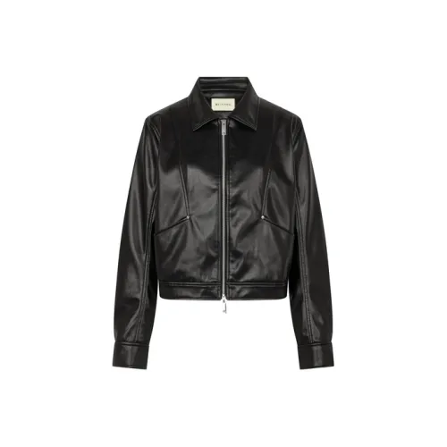 MEIYANG Leather Jacket Women's Black