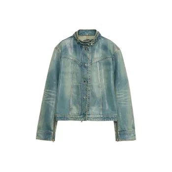 FIRELADY FUR Cropped Coat Women's Vintage Blue