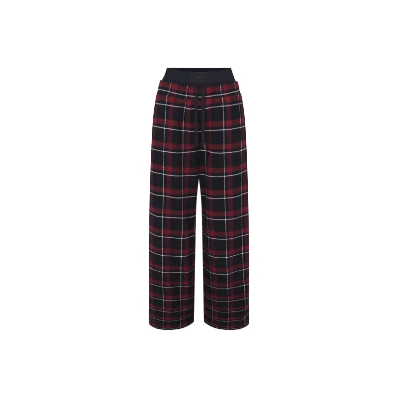 SKIMS Fake Day Collection FW24 OUTDOOR FLANNEL OVERSIZED DOUBLE WAISTBAND PANT Casual Pants Women's Merlot Plaid-0