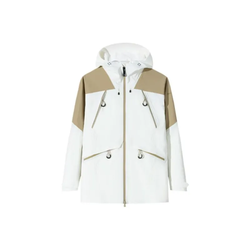 Anta Water-Resistant Windproof Wear-Resistant Warm Windbreaker Jacket Women's Papyrus White/Autumn Seed Yellow-0