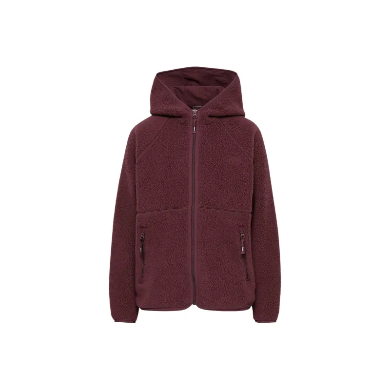 ARITZIA Tna Polartec Thermal Pro Hooded Zip Hoodie Velvet-feel Coat Women's Sumac Burgundy Red-0