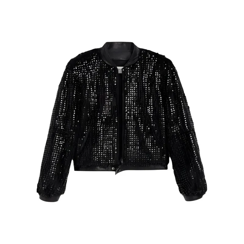 CELINE Leather Jacket Women's Black-0