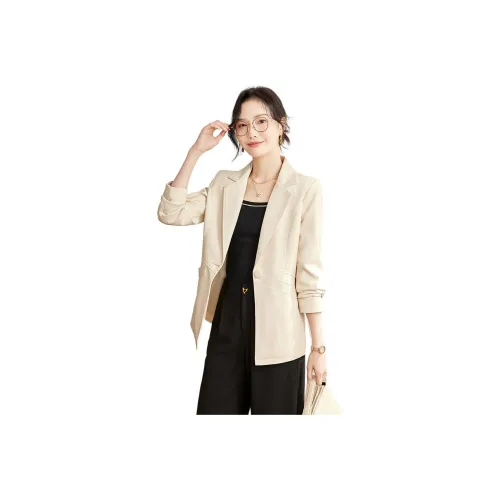 TERRE BLEUE Leather Jacket Women's Ecru