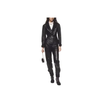 CHANEL Leather Jacket Women's Black