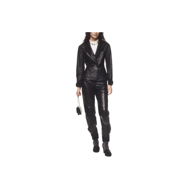 CHANEL Leather Jacket Women's Black-0