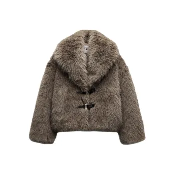 ZARA Velvet feel Coat Women's Brown/Dark Taupe