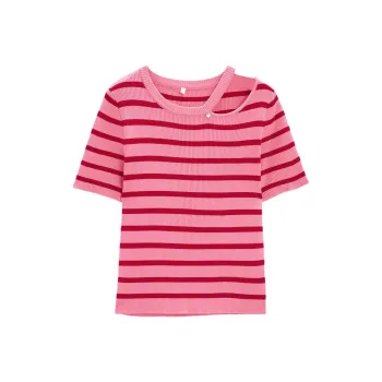 Love To Serve Knitwear Women's Red Pink Stripes 1
