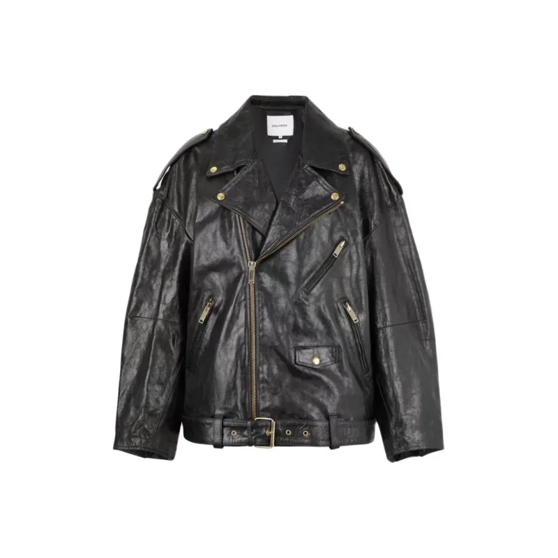 Halfboy FW24 Leather Jacket Women's Black-0