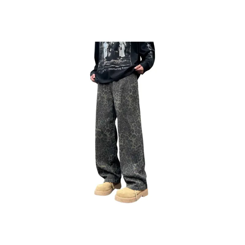 Cost Per Kilo SS25 Jeans Unisex Leopard Print-0