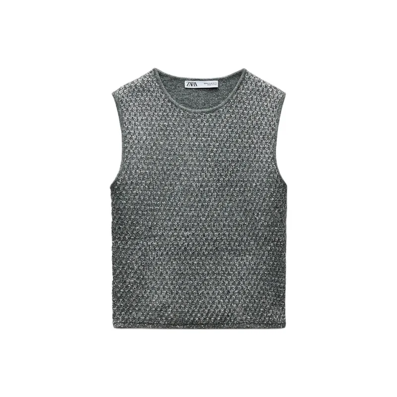 ZARA Vests Women's Silver-0