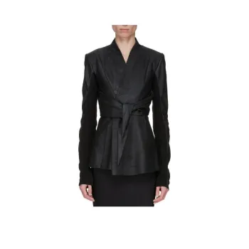RICK OWENS Pelle Giacca Long Sleeve Strutter 'Black'